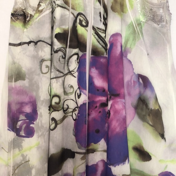 Crimson Ivy Floral High/Low Beaded Racerback Tank Top Blouse Size Small - Picture 9 of 12